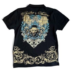 Christian Audigier Los Angeles Polo Y2K Lion Embroidered Shirt Men’s Large L